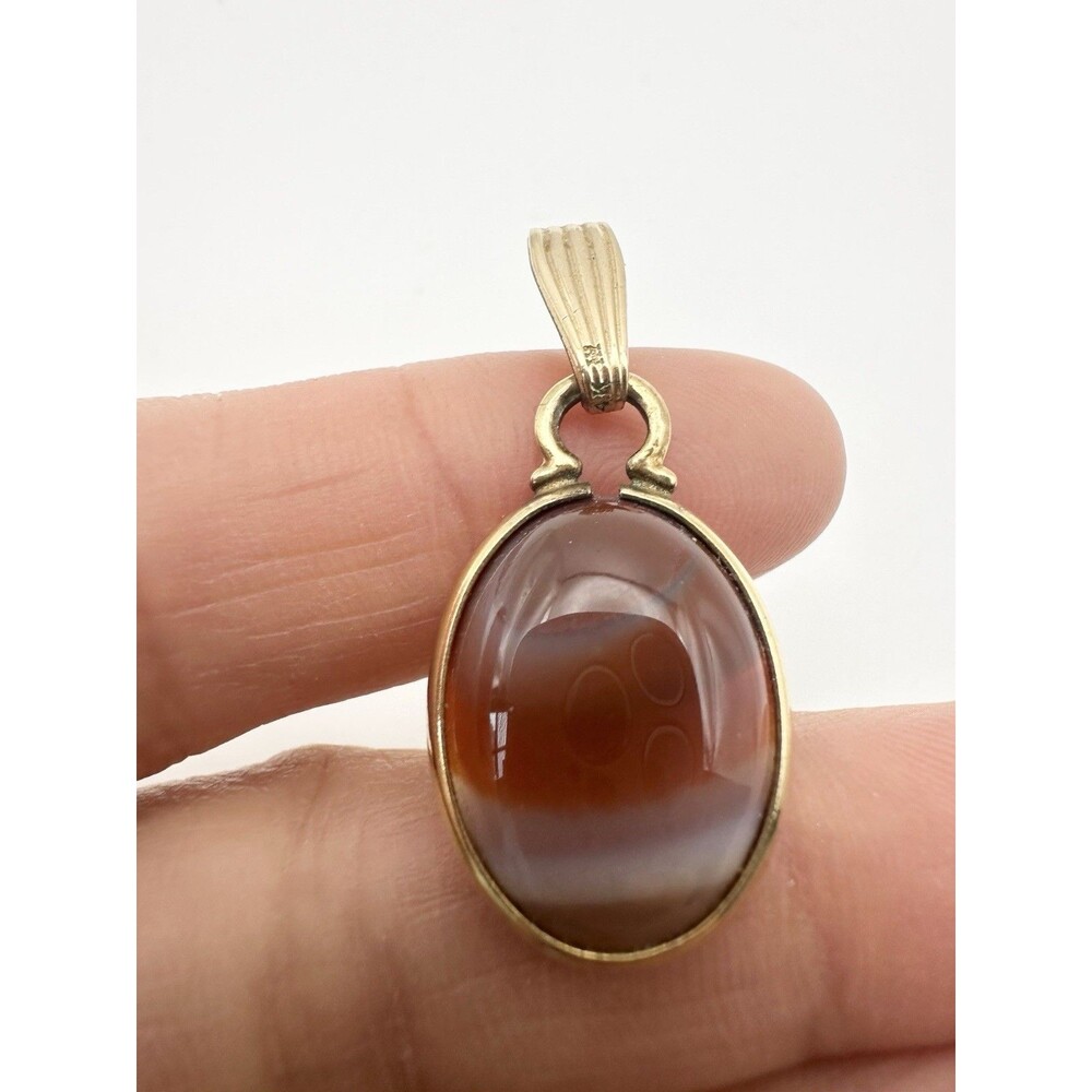 Vintage 14k Gold Filled Natural Agate Pendant